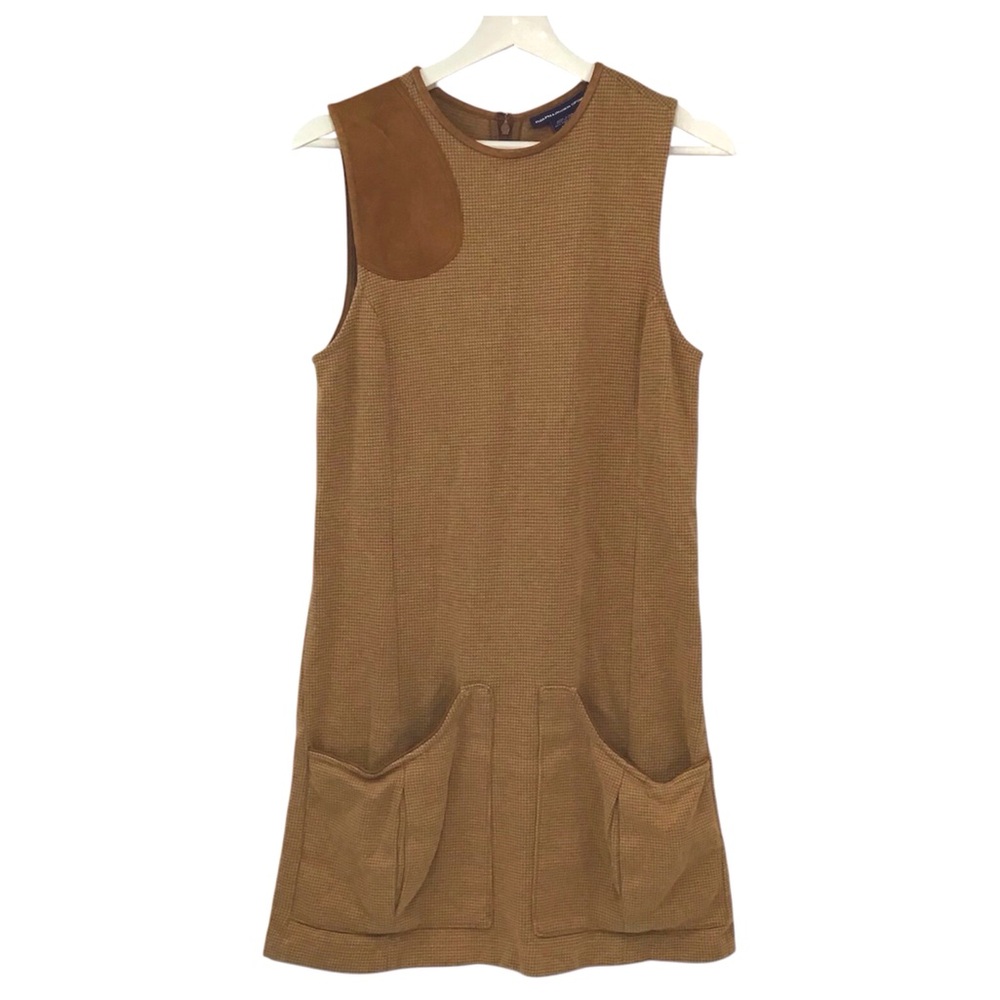Ralph Lauren Sport Houndstooth Shift Dress Leather Equestrian Size M